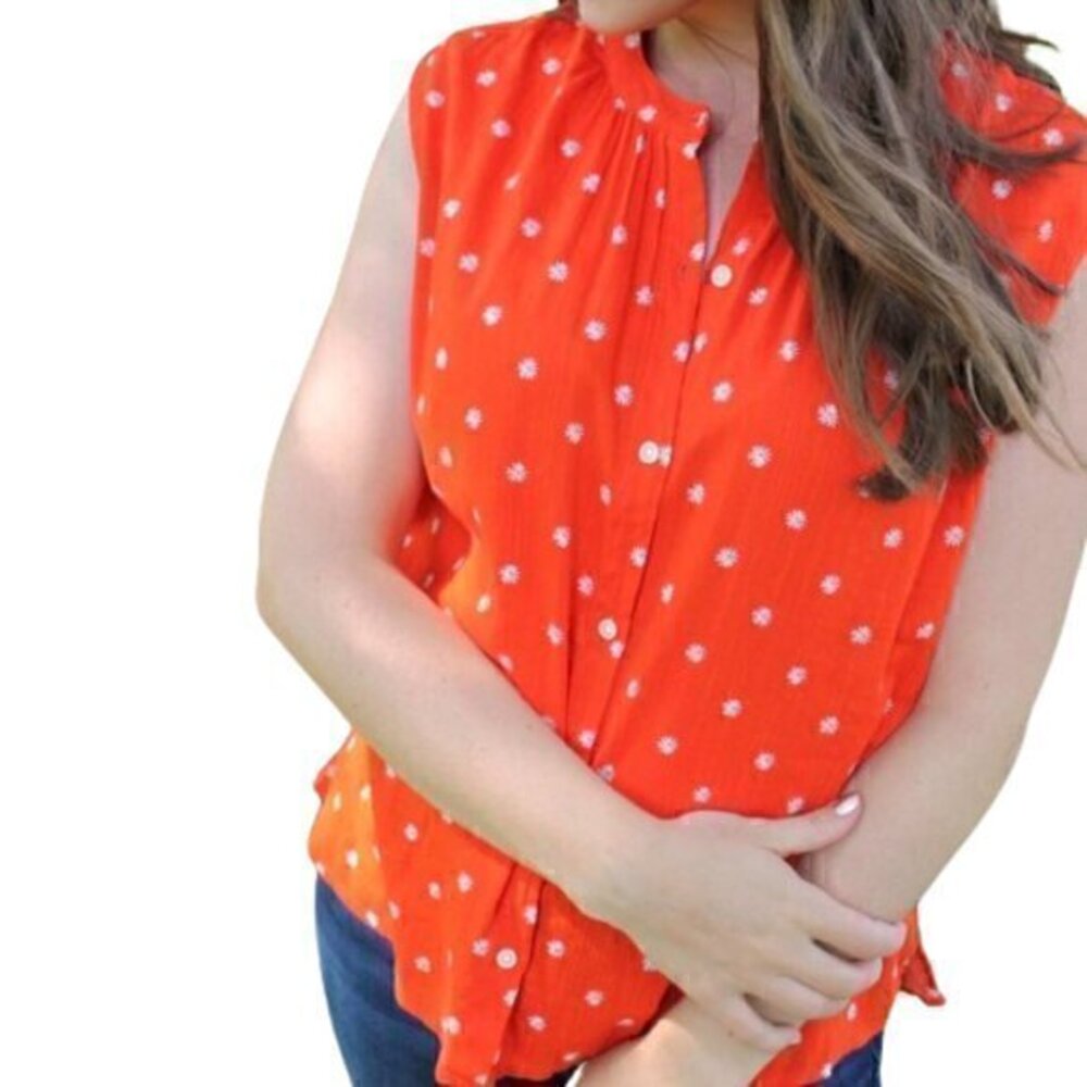 [Old Navy] Orange Floral Button Down Short Sleeve - Size XL